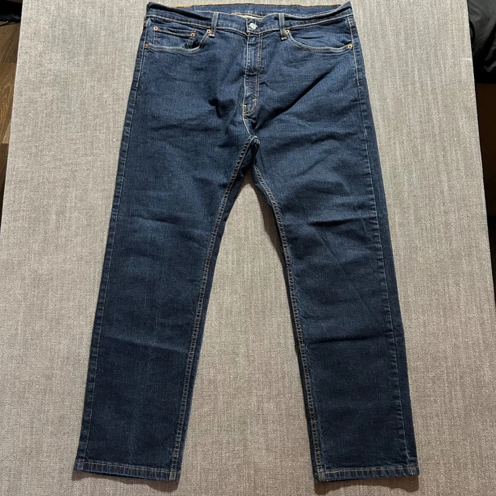 Levis 505 Regular Fit Dark Wash Indigo Jeans Mens 38x30 Straight Leg Stretch